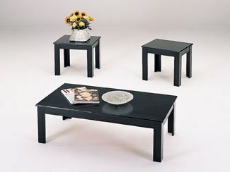 Kitchen: Traditional Black Finish 3 pc Pack Coffee/End Table Set