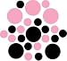 Set of 30 - Black / Pink Circles Polka Dots Vinyl Wall Graphic Decals Stickers