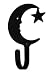 Moon & Star Wall Hook - A Bit Over an Inch Wide