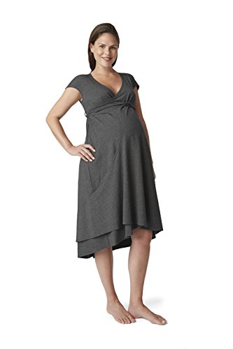 Pretty Pushers Cap Sleeve Transition Gown - L - Charcoal Heather
