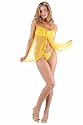 2 PC. Soft cup lace front babydoll with large rose center, ruffle trim, and matching G-string.