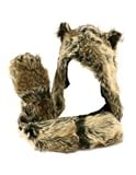 Wolf Full Animal Hood Hoodie Hat Faux Fur 3 in 1