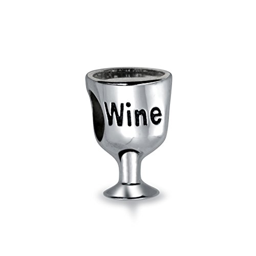 Bling Jewelry 925 Sterling Silver Wine Lover Bead Compatible with Pandora Chamilia Charms