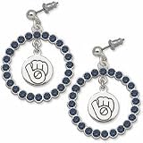 Milwaukee Brewers Spirit Crystal Logo Wreath Earrings