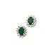 14K Yellow Gold 0.04 ct. Diamond and 6 x 4 MM Oval Shaped Emerald Earrings