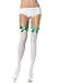 St. Patrick's Day Opaque Thigh High Nylon Stocking with Satin Bow and Lucky Clover Ap...