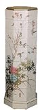 Elegant Asian Furniture & Decor - 40" Fine Chinese White Lacquer Octagonal Pedestal Jewelry Chest
