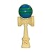 Kotaro Kendama Blue w/ Green Stripes Deluxe Pro Toy Catch Game with Extra String