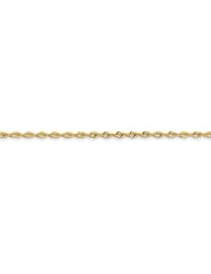 14k Yellow Gold 10.00 Inches 2.80mm Wide D/C Extra-Light Rope Chain Anklet. Weight: 5.07 Grams - 30 Day Money Back Guarantee