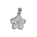 P584--Rhodium Silver Plumeria Pendant with Peridot