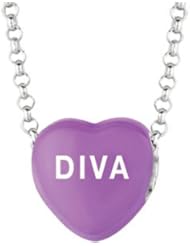 Sweethearts Enamel "Diva" Heart on 16" Necklace Pendant with Gift Box