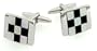 Eye popping cufflinks with mother of pearl and onyx checkerboard design with presentation box