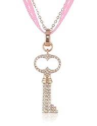 Betsey Johnson "Pave Pendants" Pave Key Pendant Necklace, 21"