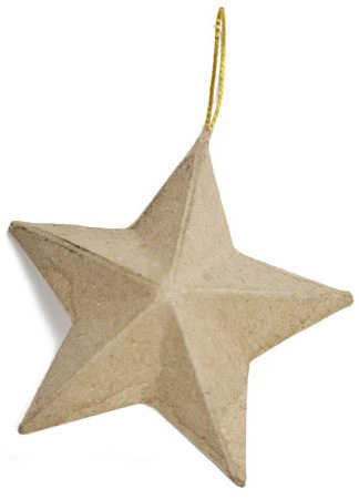 Ready to Decorate Unfinished Dimensional Natural Paper Mache Star Ornaments- 12 Ornaments