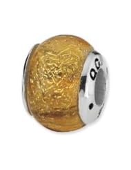Sterling Silver Yellow Dichroic Glass Charm for 3mm Charm Bracelets