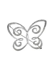 Jewelplus 1/2 ct tw Diamond Butterfly Brooch 14K White 1/2 Cttw