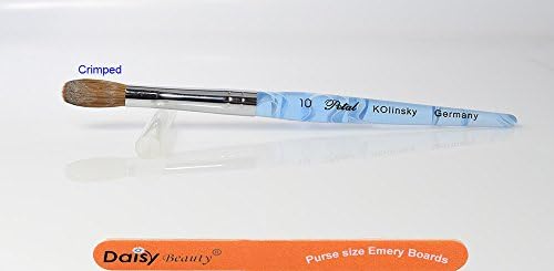 Petal Blue Mable handle Kolinsky Acrylic Nail Brush (10 Crimped) + 1 Daisy Beauty® purse size emery board.