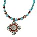 Copper-tone Aqua and Brown Beads Enameled 16inch