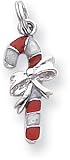 Enameled Candy Cane Charm, Sterling Silver