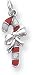 Enameled Candy Cane Charm, Sterling Silver