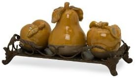 Tuscan Antique Design Italian Ceramic Fruits with Tray - Set of 4