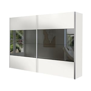 Solutions 49580-068 Schwebetürenschrank 300 x 216 x 68 cm / polarweiß / grauspiegel