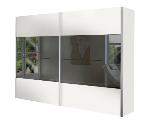 Solutions 49580-068 Schwebetürenschrank 300 x 216 x 68 cm / polarweiß / grauspiegel