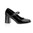 GOGO 3 Inch Womens Sexy Mary Jane Shoe Block Heel Ankle Strap Black Patent