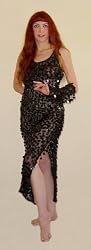 Ankle Length Paillette Dress with Long Gloves