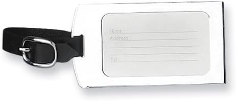 Chrome Luggage Tag with Leather Band by Stephanie Imports