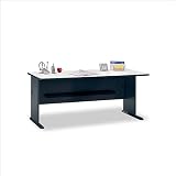 Bush Furniture Series A 72 Wood Credenza Desk in Slate White Spectrum