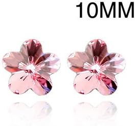 Authentic Austrian pink crystal with Swarovski elements 18k white gold plated romantic sakura earrings jewelry