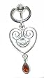 Heart Deco Reverse Style Belly Button Ring Steel & Silver