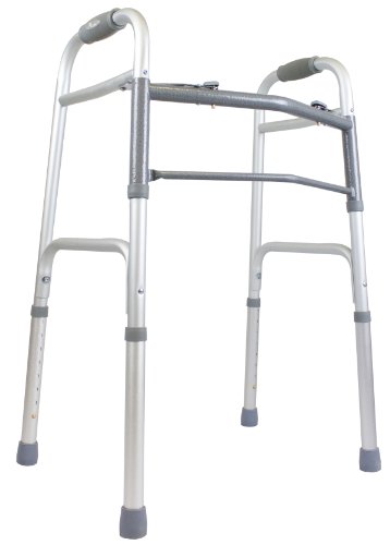 Ez2care Comfy Lightweight Handle Classic Folding Walker, Adjustable Height 32-39 Inch, Silver