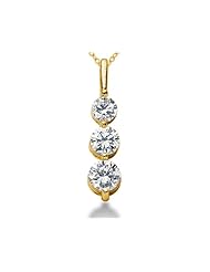 1/2 Carat Three Stone Diamond Pendant in 10K Yellow Gold