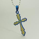 Valentine's Day Gift Blue Cross Pendant for Men Designer Inspired on a Stainless Steel with Box J1208