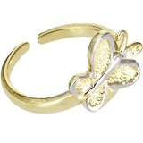 Solid 10KT Yellow White GOLD Mixed BUTTERFLY No. 1 Toe Ring
