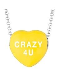Sweethearts Enamel "Crazy 4 U" Heart on 16" Necklace Pendant with Gift Box
