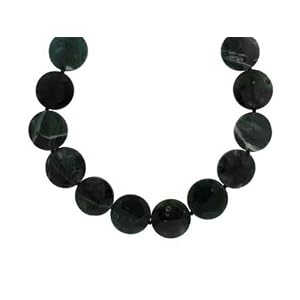 14k White Gold Forest Green Agate Necklace, 20 by