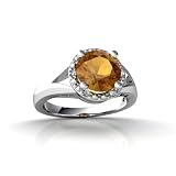 14K White Gold Genuine Round Citrine Ring