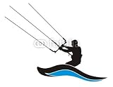 Wallmonkeys Peel and Stick Wall Decals - Kite Surfing Silhouette. Kite Boarder in Action. - Removable Graphic