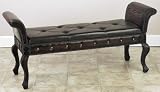 Wood Leather Ottoman Bench