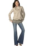 DKNY Jeans - DKNY Jeans Double Breasted Stand-Up Collar Jacket, Chiffon Tunic Top & Low Rise Wide-Leg Jean