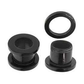 0G Black Acrylic UV Flesh Tunnels / Earlet Ear Plugs Body Jewelry
