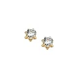 14K Yellow Gold 4 MM Aquamarine Teen Earring Studs