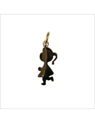 14k Yellow Gold, Girl Pendant Charm 9mm Wide