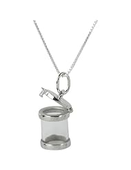 Memory Tube Transparent Locket Pendant of Sterling Silver on 18" Box Chain Necklace