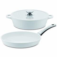 BERNDES 095280 Jubil�umsset mit wei�er Keramikversiegelung, Schmorkasserolle mit Silikonglasdeckel und Bratpfanne, 28 cm, wei�