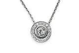 18K White Gold Round-Shaped Pendant, Enhanced With Pie Cut and Invisible Set Diamonds, Set on a 16 Open Link Necklace