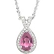 14K White Gold Pink Tourmaline and Diamond Pendant